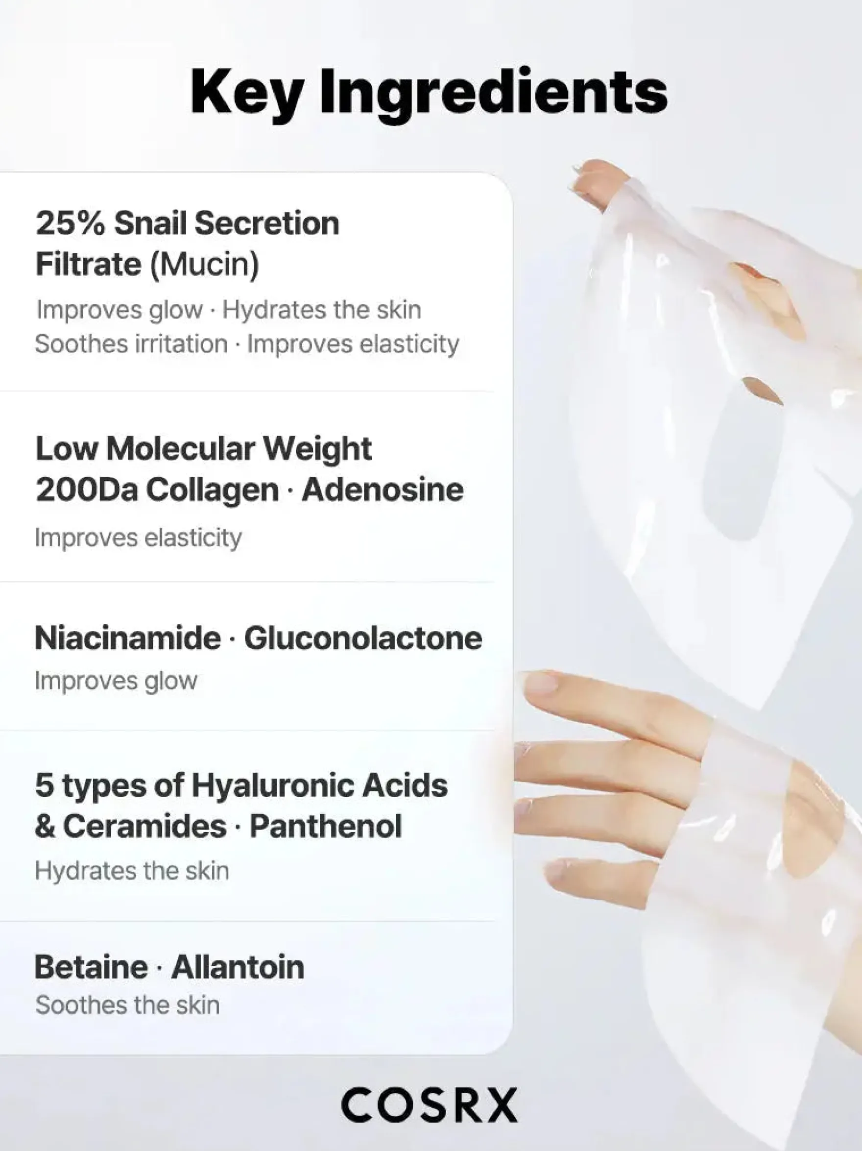 Advanced Snail Mucin Glass Glow Hydrogel Mask 3-Pack
