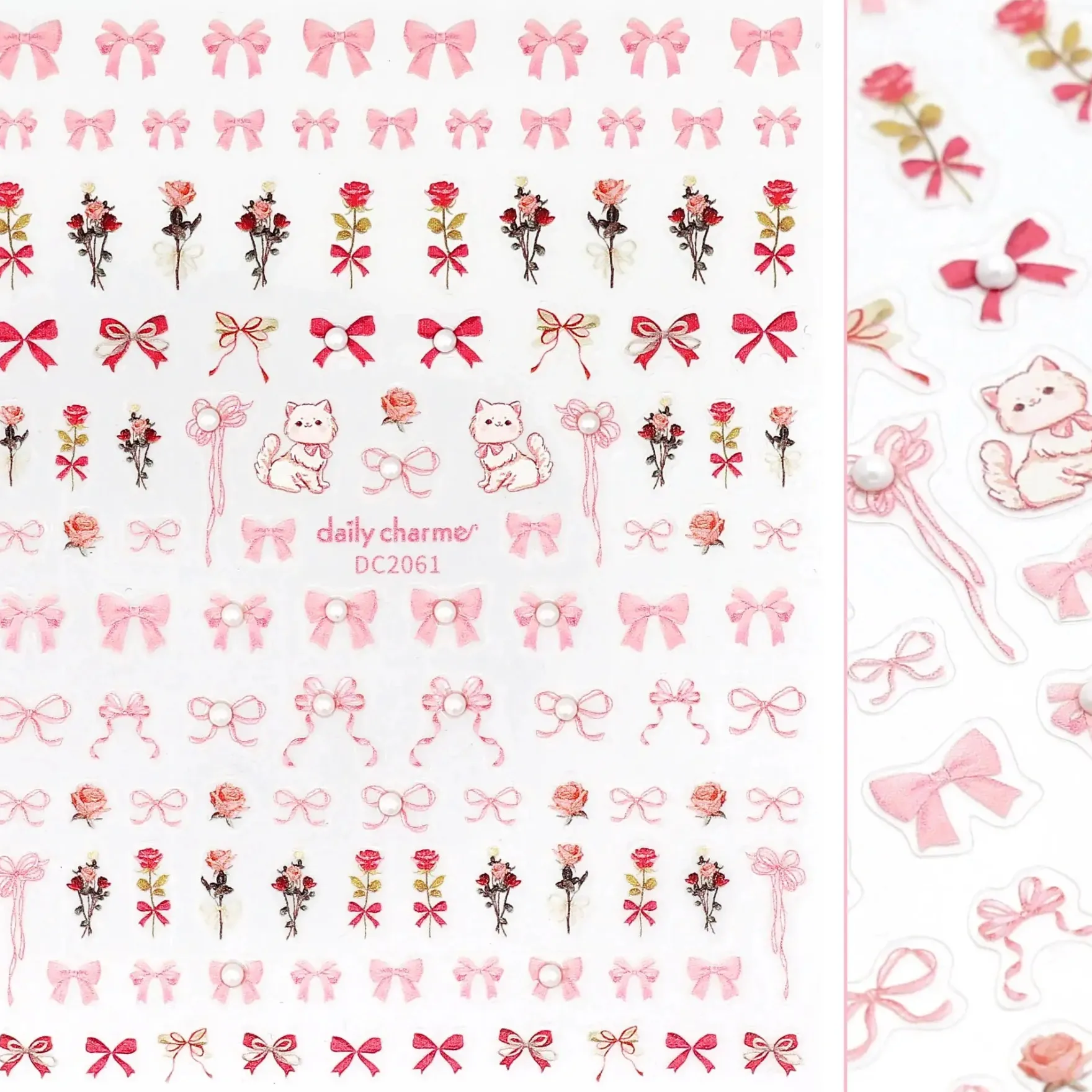 Bejeweled Nail Art Sticker Coquette Roses