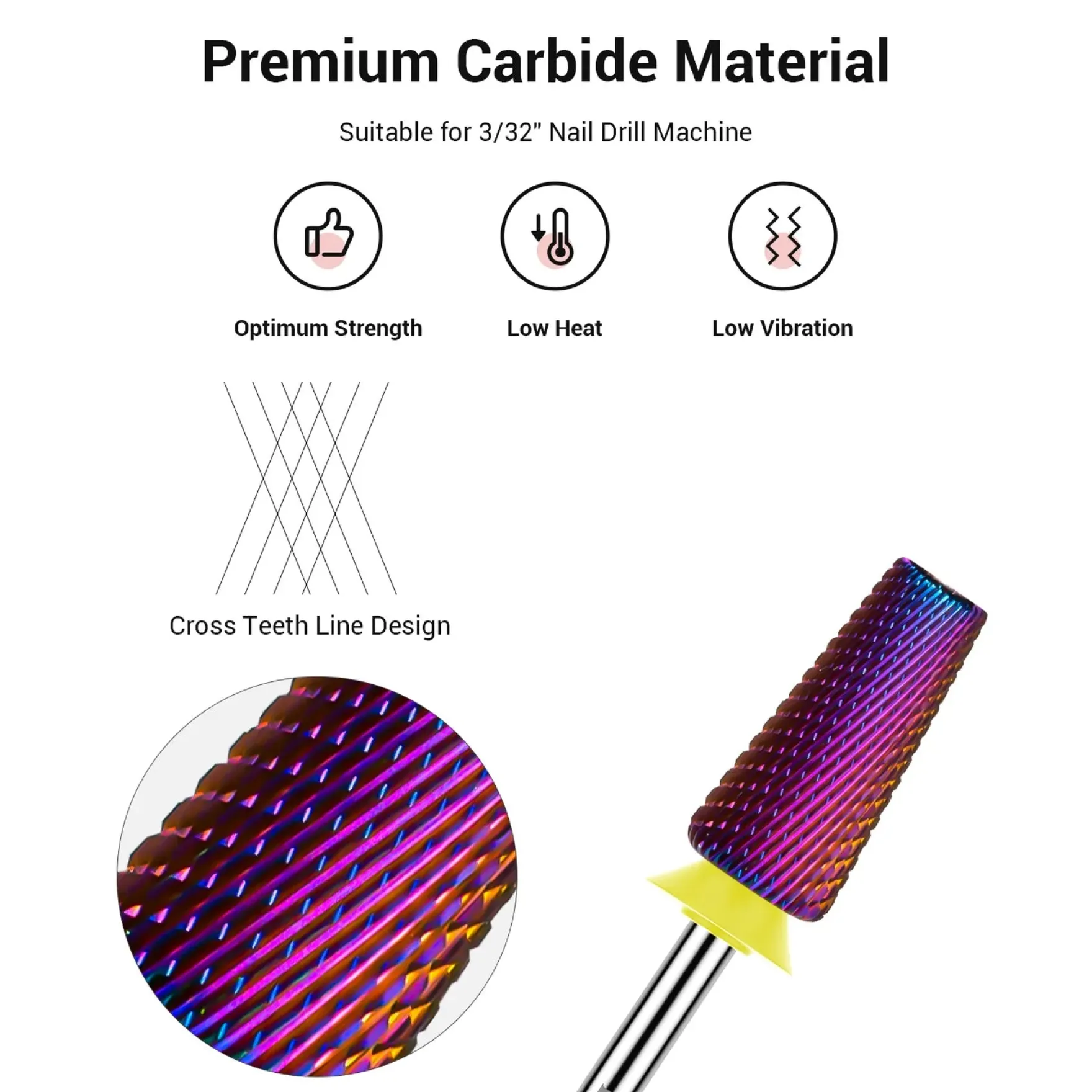 5-in-1 Cross Cut Tungsten Carbide Nail Drill Bits Medium