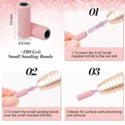 Nail Drill Bits Small Sanding Bands 180 Grit 50 Pcs