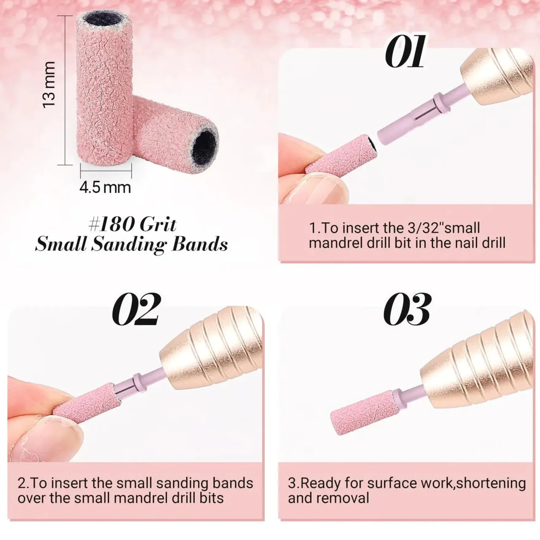 Nail Drill Bits Small Sanding Bands 240 Grit 50 Pcs
