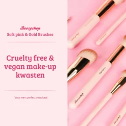 Soft Pink & Gold Flat Top Buffing Brush